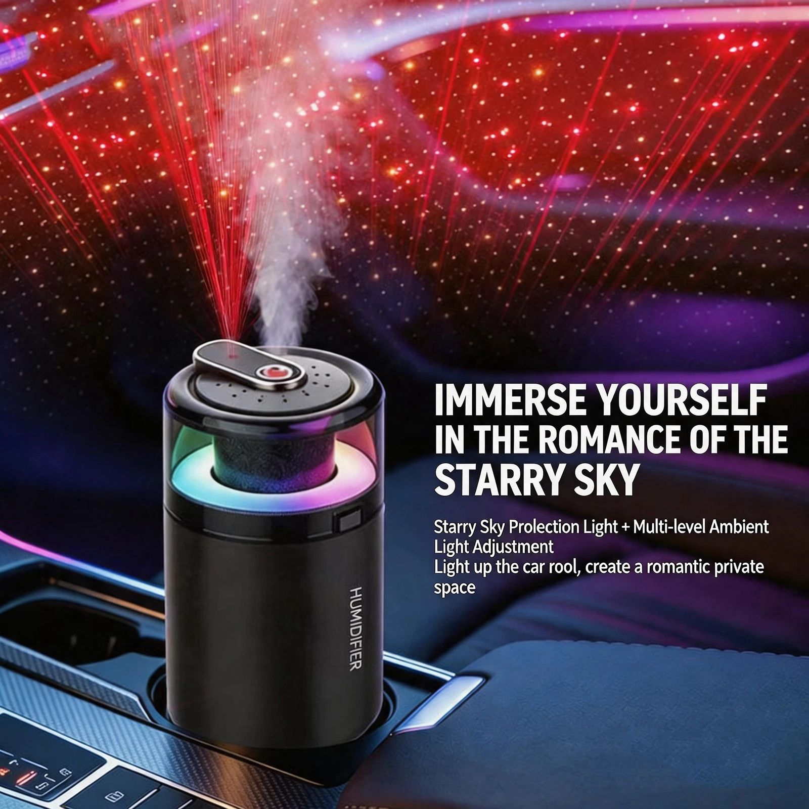 Car Aroma Humidifier,7 Color Light,360° Diffuser,Ignition Auto On/Off,Intelligent Mist,Full-Car Scent,Car Driver Gift