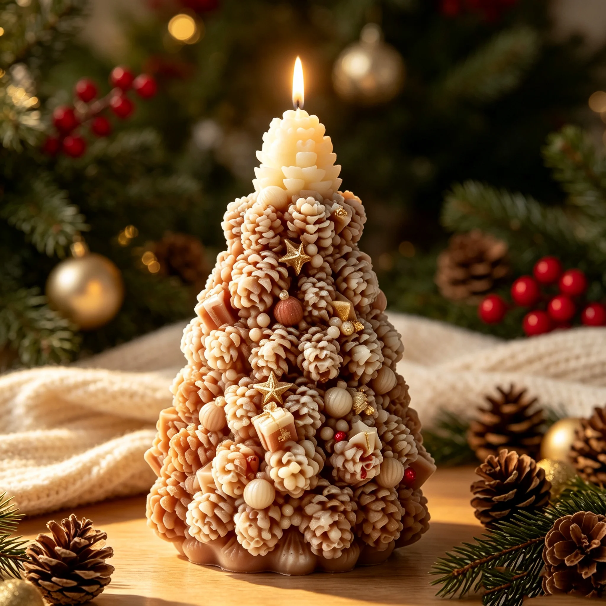 Creative Pinecone Christmas Tree Candle Mold DIY Plaster Casting Epoxy Resin Silicone Mould Xmas Tree Candle Making Molds