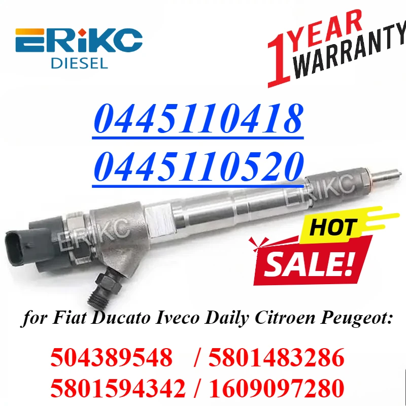 0445110520 Diesel Injector Nozzle 0445110418 Common Rail Sprayer for Fiat Ducato Iveco Daily Citroen Peugeot 504389548