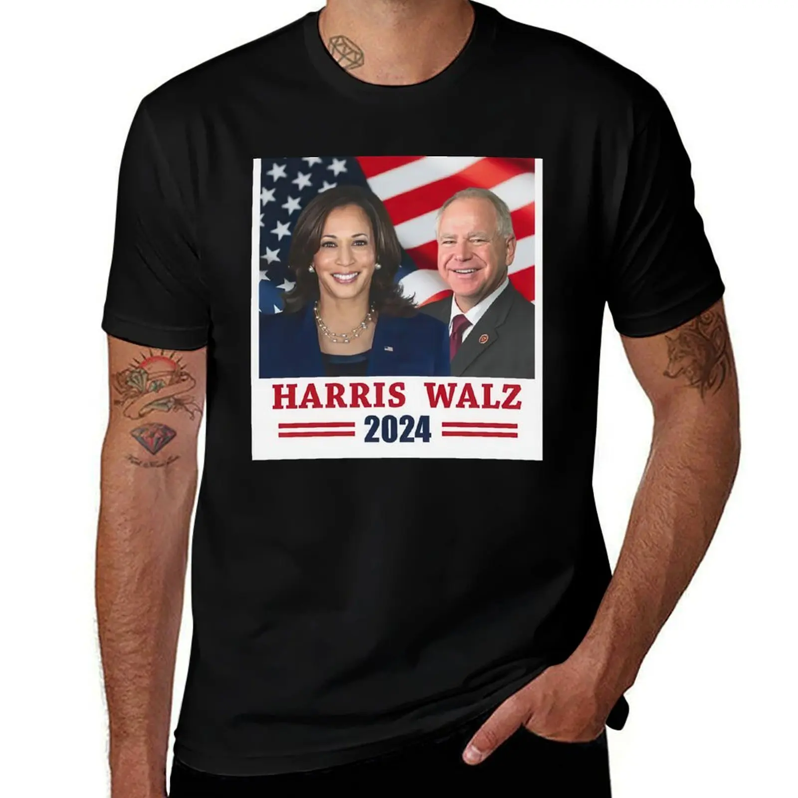 

Harris Walz For America T-Shirt men t shirt cotton 100% t shirt custom print