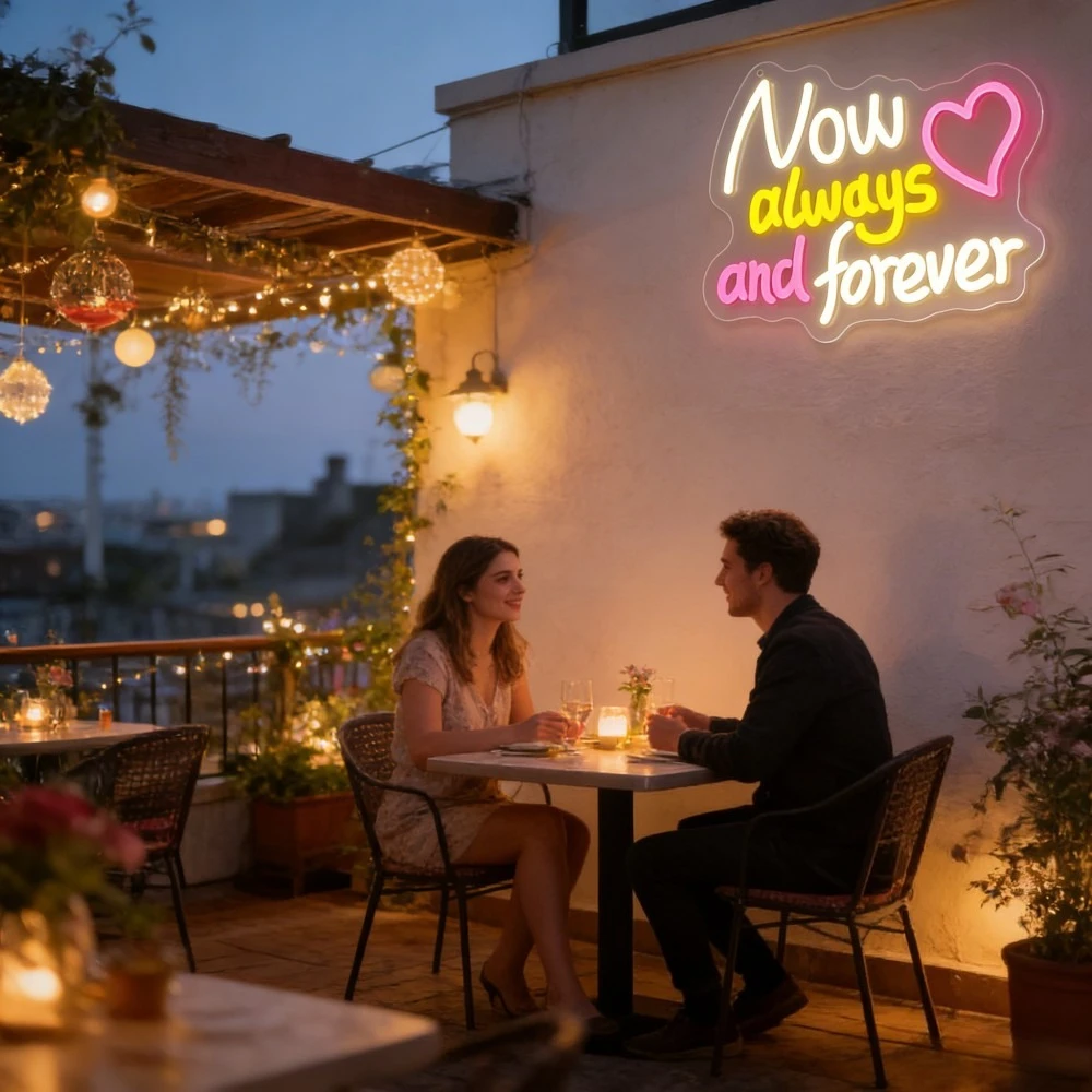 Now Always And Forever Neon Sign LED Light for Bedroom Wedding Decor Aesthetic Desk Wall Art USB Light Valentine's Day Gift