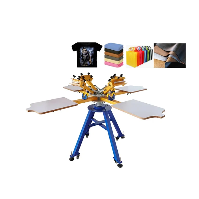 

Textile and clothing 4-color 4-station manual rotary screen printing machine