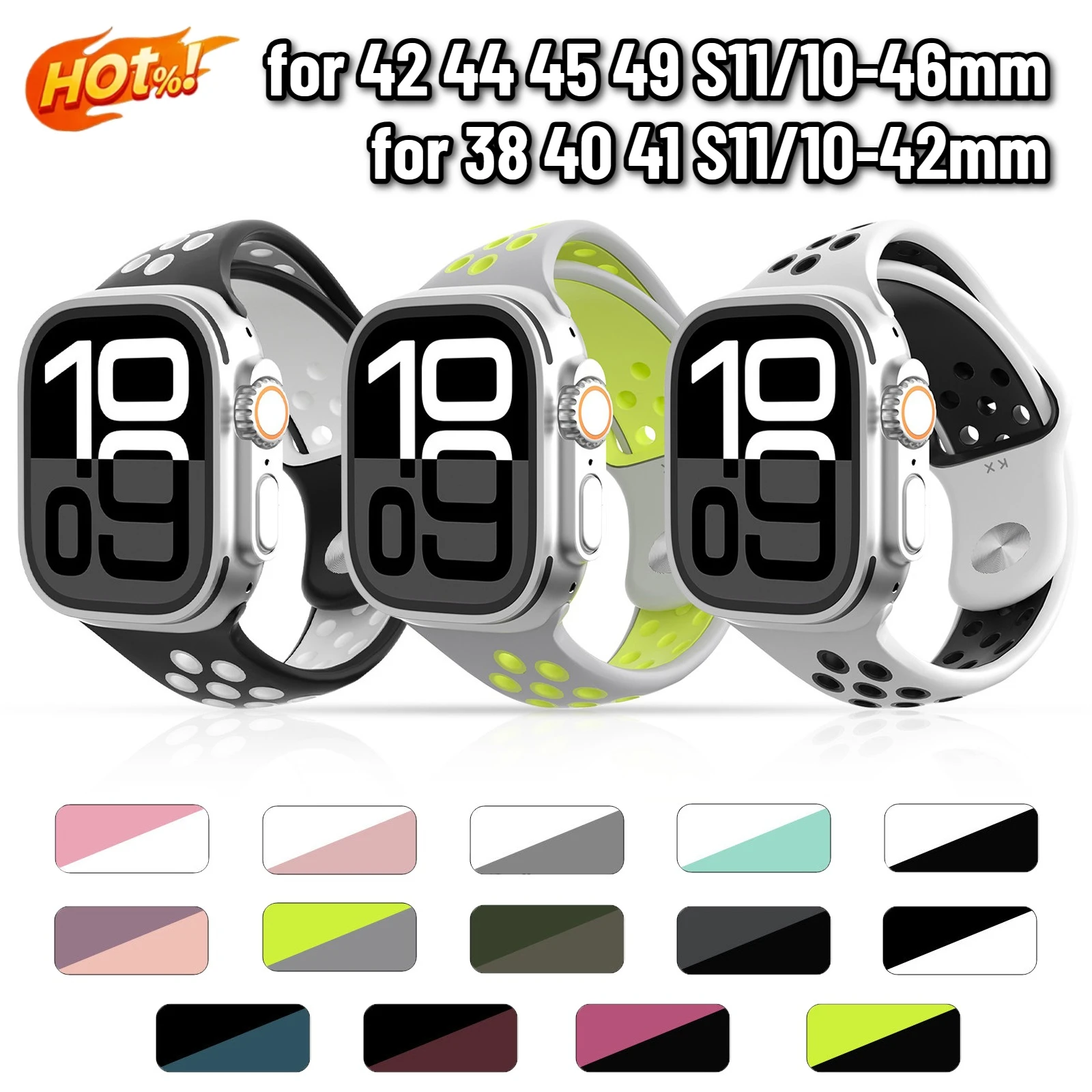 Two-color Irregular Slanted Sport Silicone Strap for Apple Watch Band Ultra 3 2 49 40 41 44 45 46mm Iwatch S11 10 9 8 7 6 5 Se