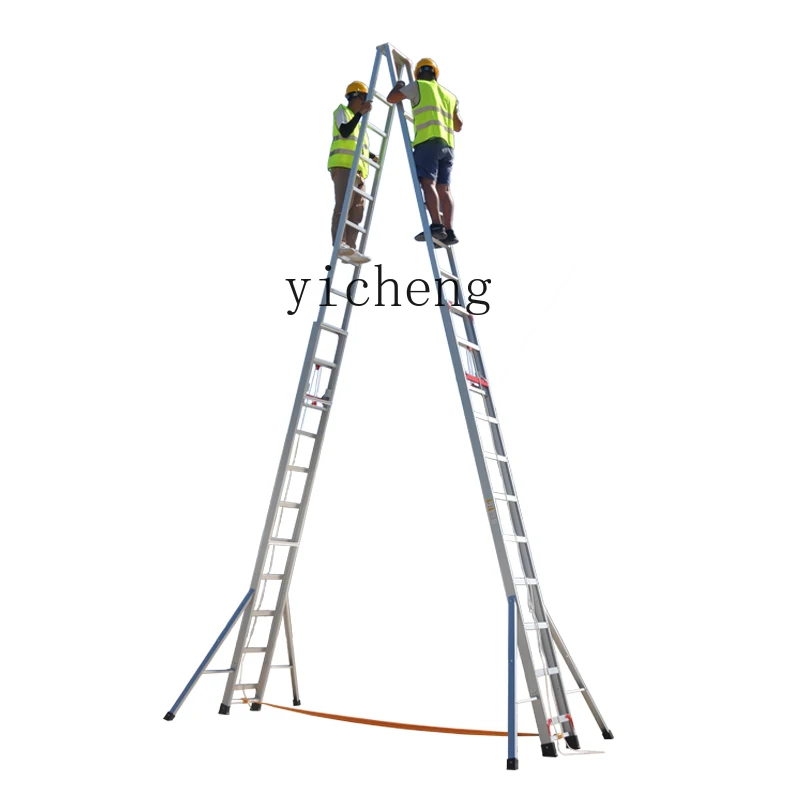 D24- herringbone telescopic lifting and climbing ladder double pedal burning welding project 6 7 8 9 10 11 12 meters