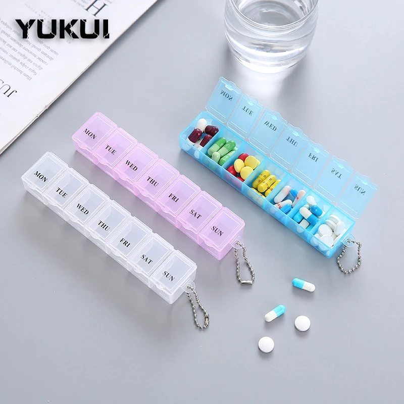 7Days Medicine Pillboxes Weekly Pill Organizer Container Tablet Holder Storage Box Vitamin Pill Case Anti-accidental Open Design