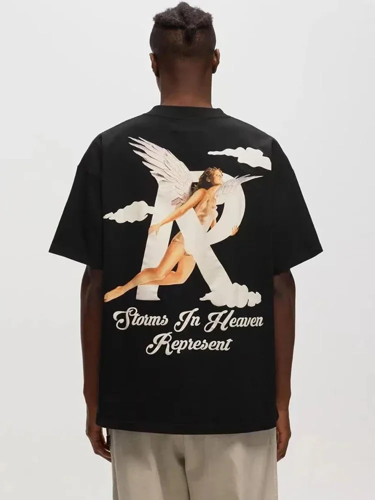 2023 Brand Man T Shirt Cloud Angel Print Represent Hip Hop Cotton Casual Women Summer Short Sleeve T-shirt Sporty Men Clothing