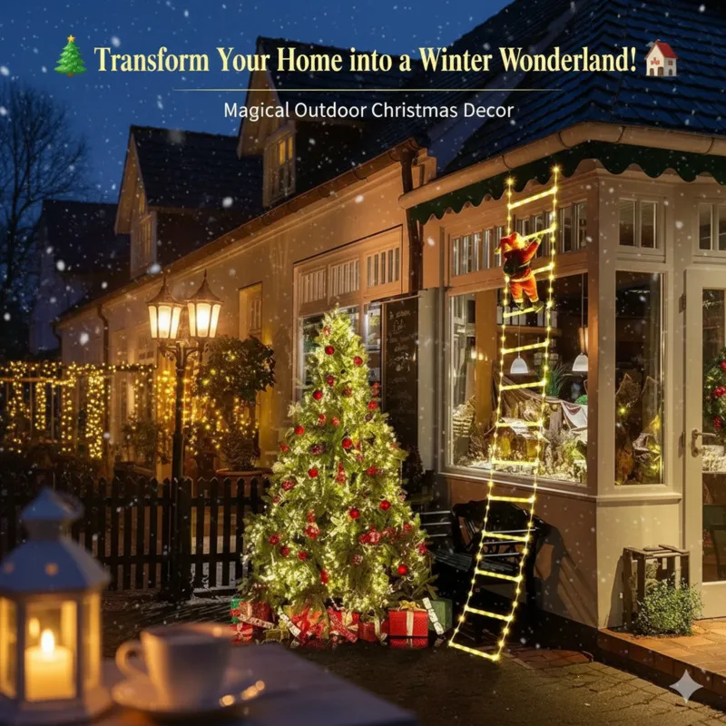 

Christmas 1.7M300cm Santa Claus Climbing Ladder LED Light String Stair Light Festival Outdoor Decoration Atmosphere USB Light