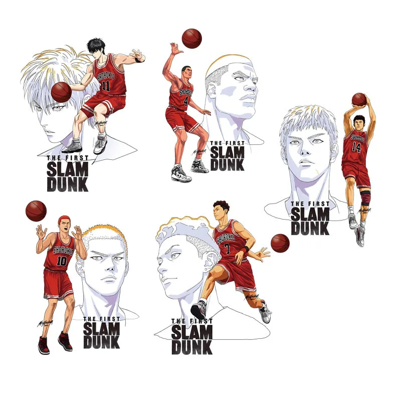 Slum Dunk Cartoon Sports Basketball Hot Blooded Youth DTF Heat Transfer Sticker Clothes t-shirt painting pattern Vinyl Patches