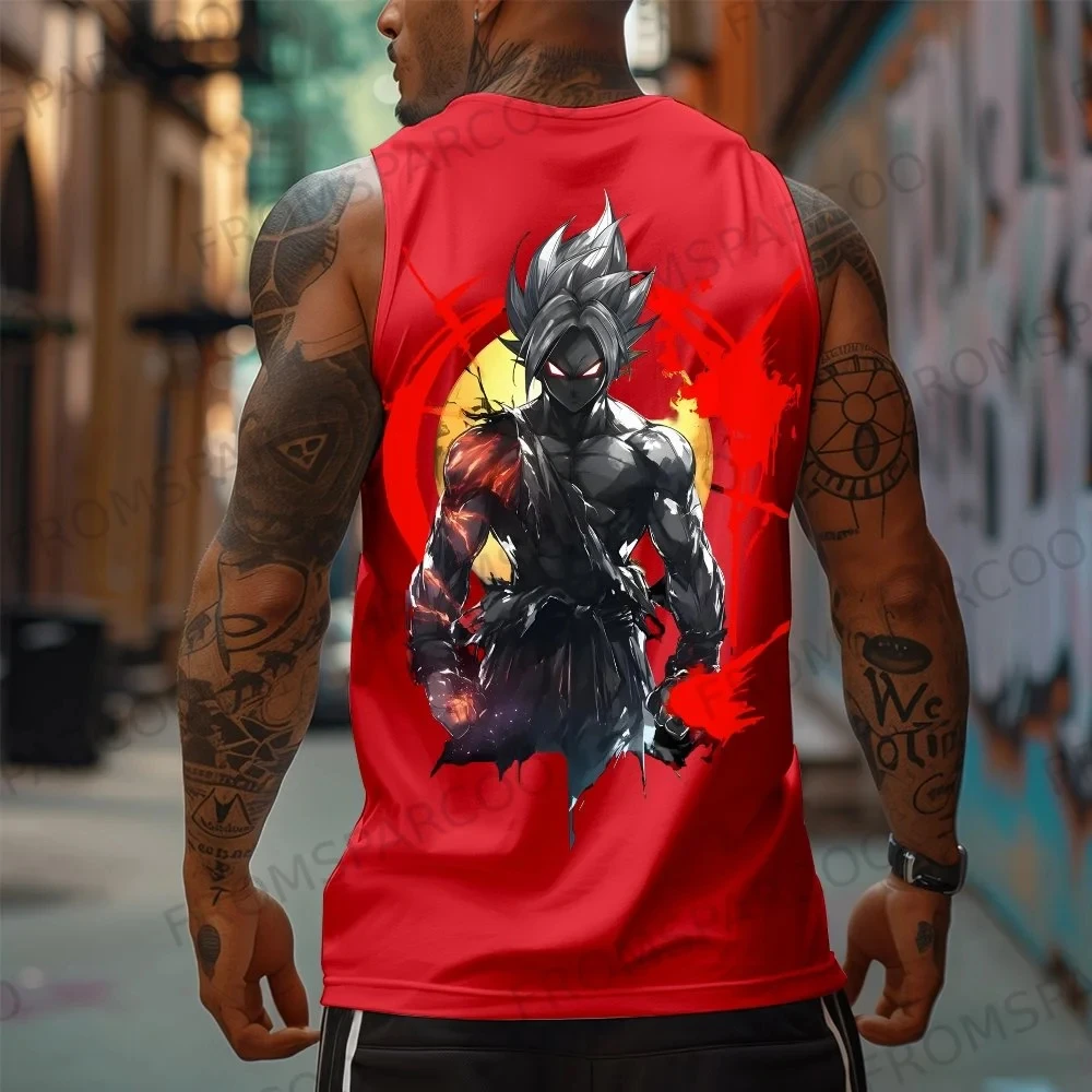 

Dragon Ball Anime Goku Peripheral Printed Tank Top Men's Sports and Leisure Loose Summer Fashion Cotton Tank Top