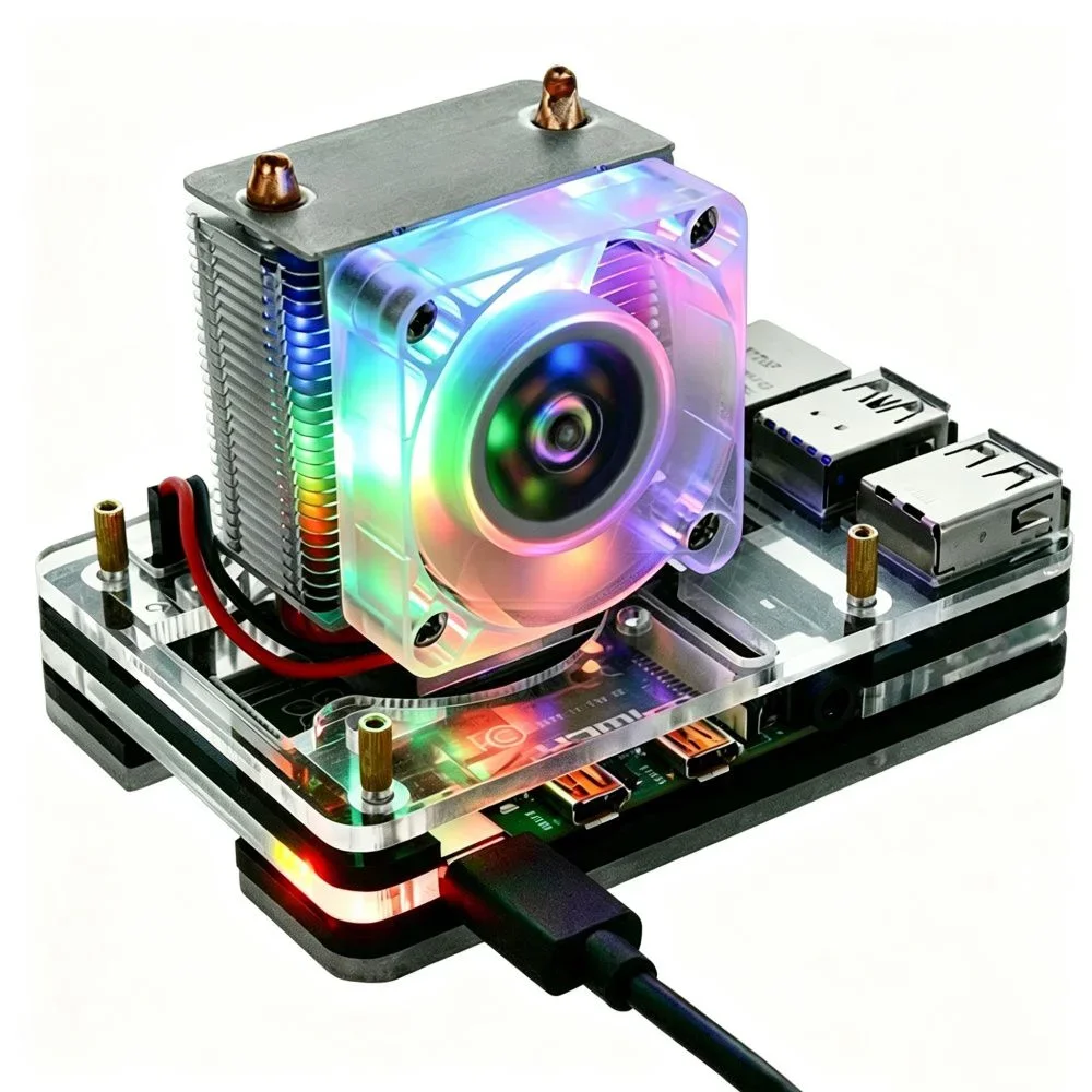 Hot Sale ICE Tower Cooler for Raspberry Pi 4B with White Acrylic Case