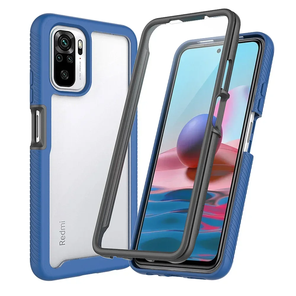 Funda híbrida de TPU/PC para Xiaomi Poco M5s Protector de pantalla incorporado 360 grados a prueba de golpes cubierta transparente para Xiaomi Poco