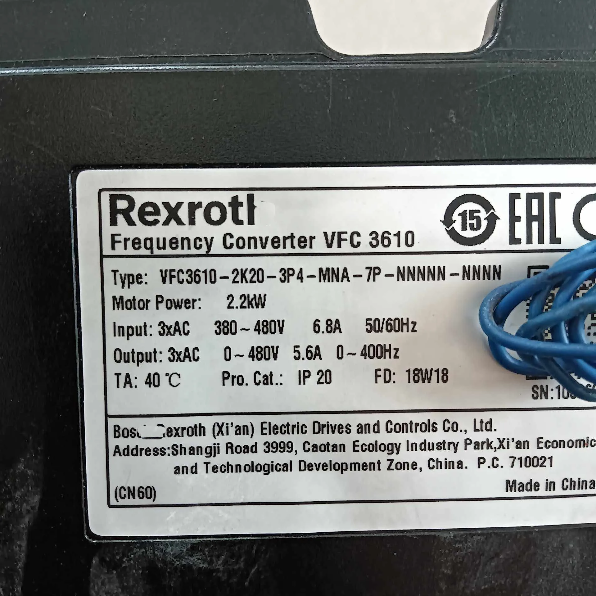 VFC3610-2K20-3P4-MNA-7P VFC3610 Inverter per Rexroth