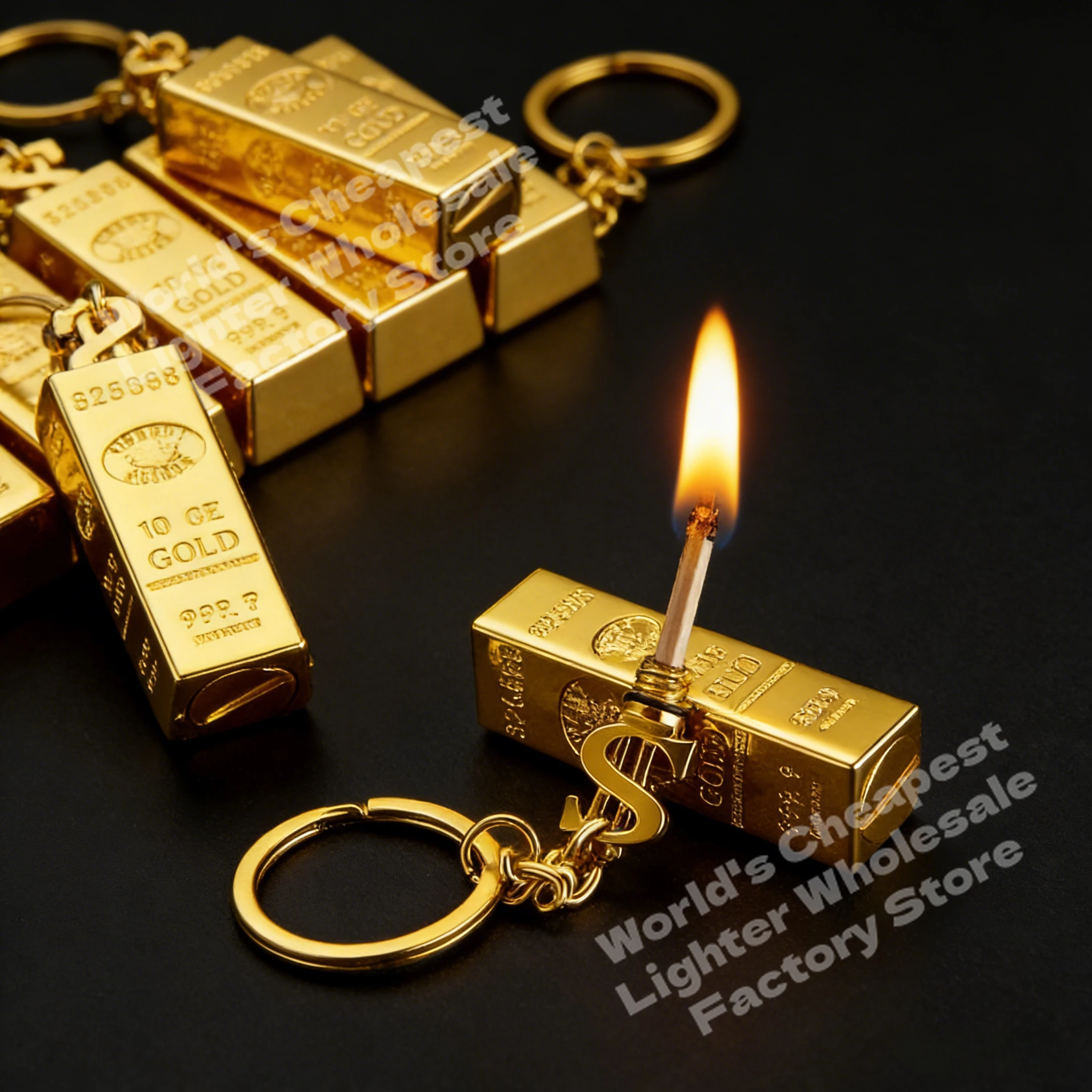 

Модная золотая зажигалка-брелок 2026 года, ветрозащитная, многоразовая, на бутане, портативная, для кемпинга, походов, барбекю, экстренного использования