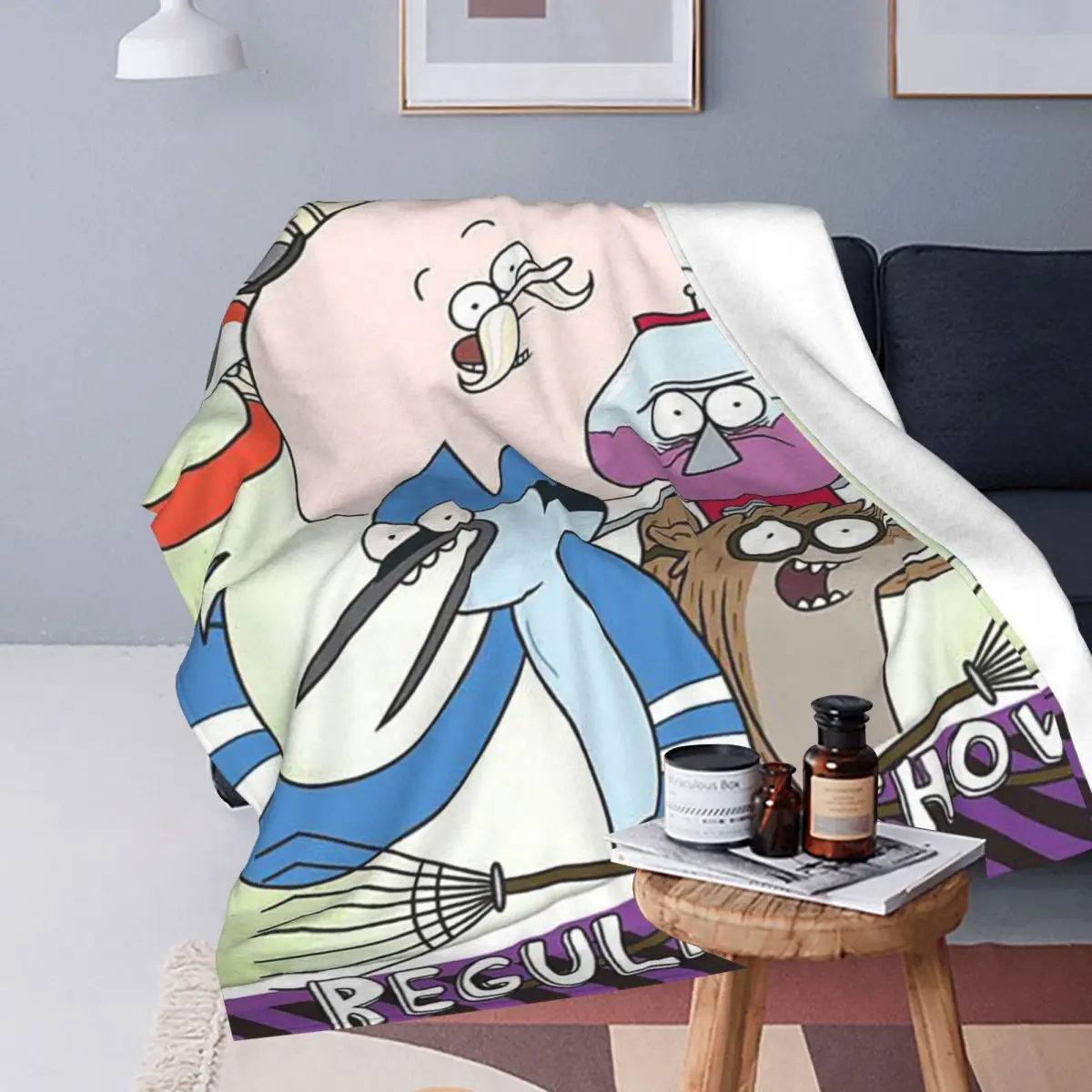 Mordecai And Rigby Regular Show Cartoon Characters Graphic Blanket  Flannel Throw Blanket Bedspread for Bed Travel Home Couch