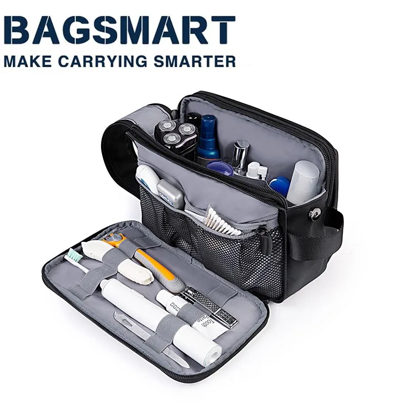 BAGSMART-Bolsa maquiagem masculina e feminina, bolsa de higiene pessoal, bolsa de barbear leve, resistente à água, kit dopp, bolsa cosmética