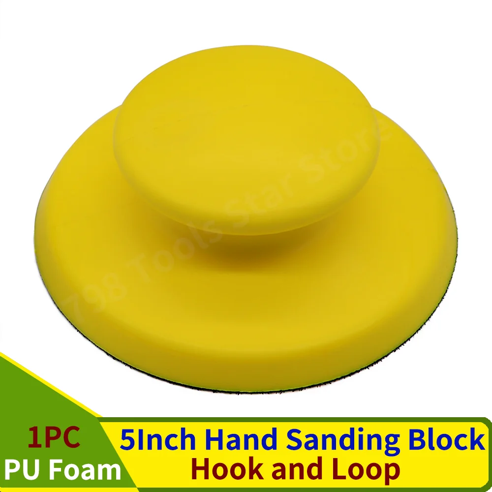 

5 Inch Hook and Loop Hand Sanding Block Round Sanding Pad PU Foam 125mm Backing Plate for Wood Furniture Restoration Home Arts