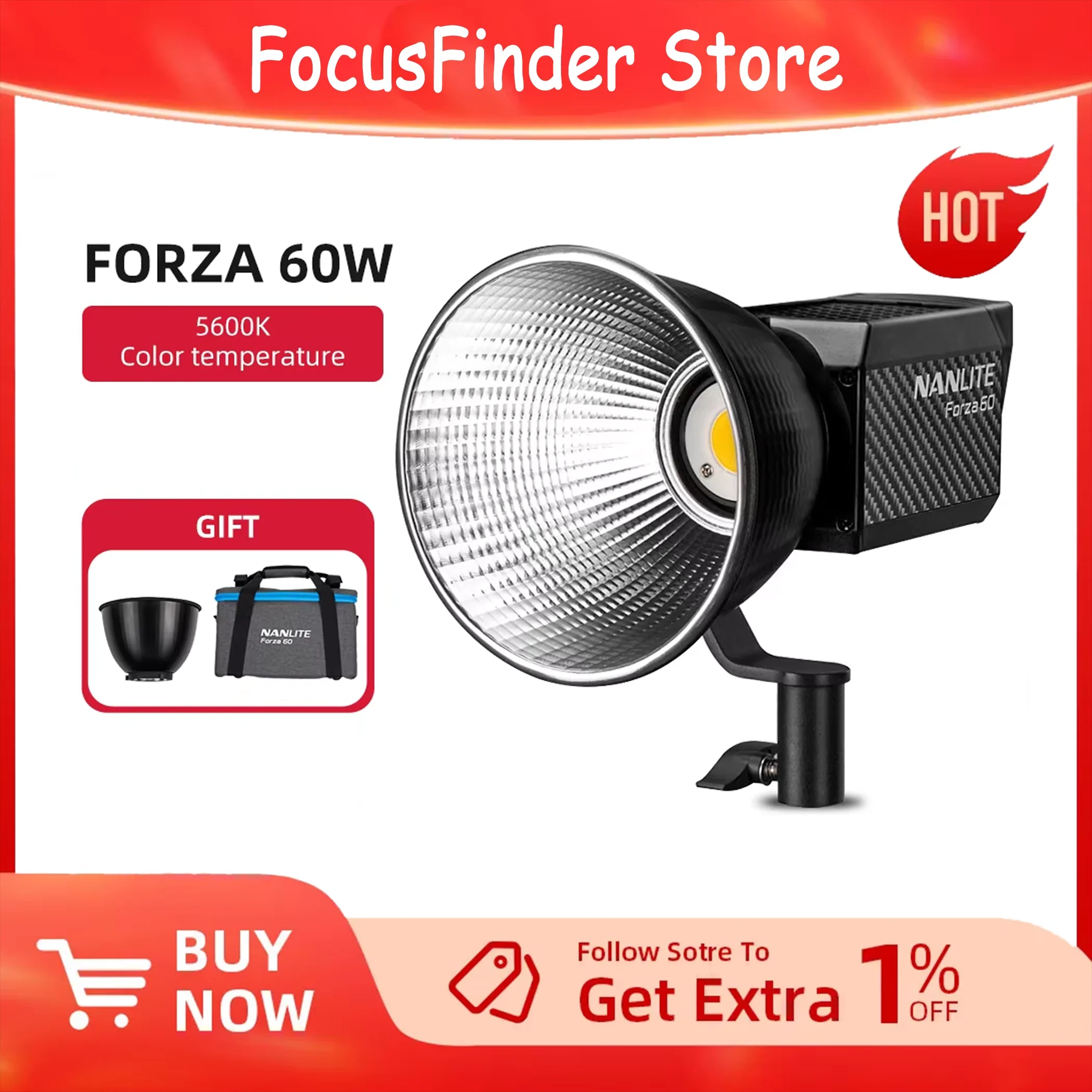 Portable Strobe Monolight - Nanlite Forza 60W portátil 5600K LED