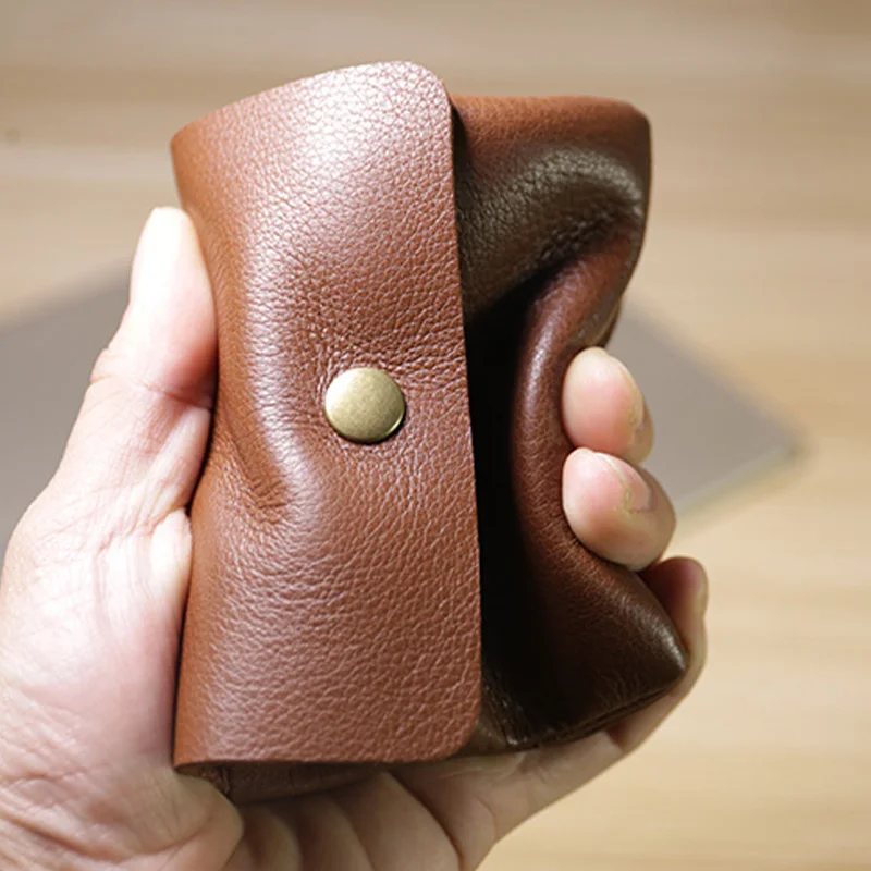 Vintage Short Mini Wallet, Multi-Functional Zipper Card Holder for Men