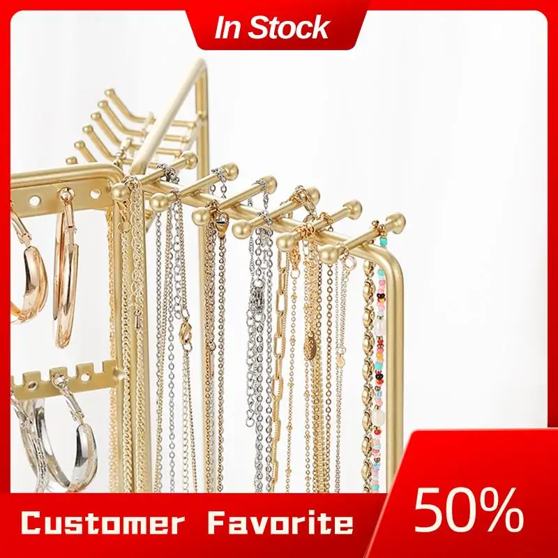 

Top Sale Jewelry Organizer Stand Rotating Jewelry Display With Metal Frame, With Bottom Tray, Jewelry Tower Organizer