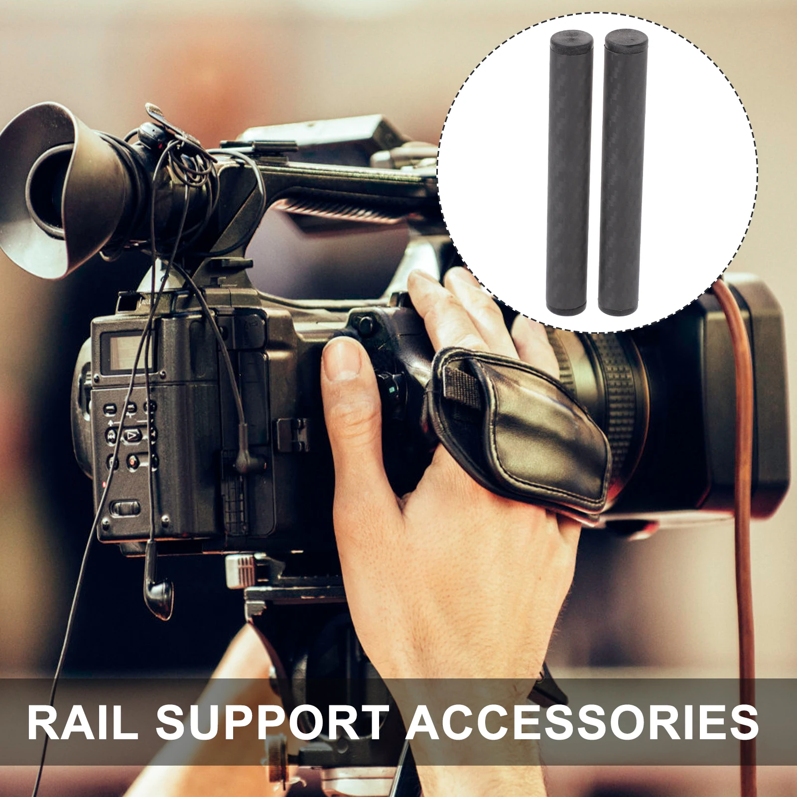 

2pcs 15Mm Carbon Fiber Rail Rods Dslr Rig Support Accessories Sturdy Camera Shoulder Rig Parts Rods For Riser System Follow