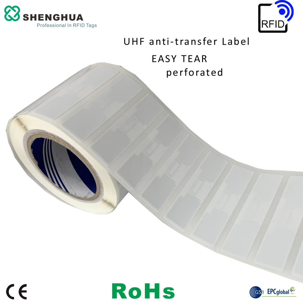 2000 ชิ้น/ล็อต Anti Transfer RFID UHF Logistics พิมพ์สติกเกอร์ป้ายกระดาษยาวอ่านสําหรับ ZEBRA เครื่องพิมพ์ 7U ชิป