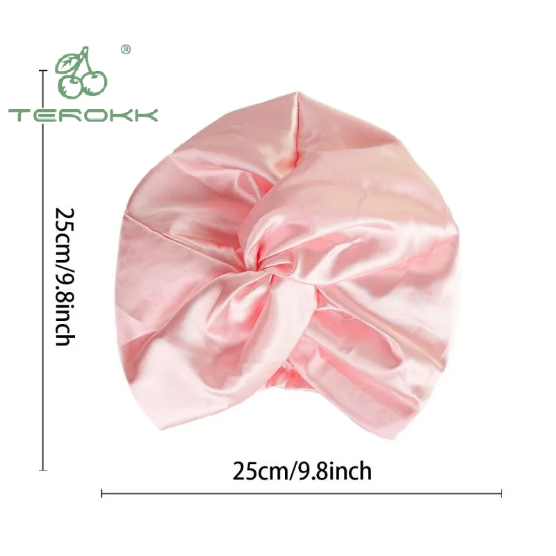 Gorro de dormir liso de satén para mujer, gorro de dormir de noche de doble capa para mujer, gorros de ducha, gorros de pelo impermeables para dormir