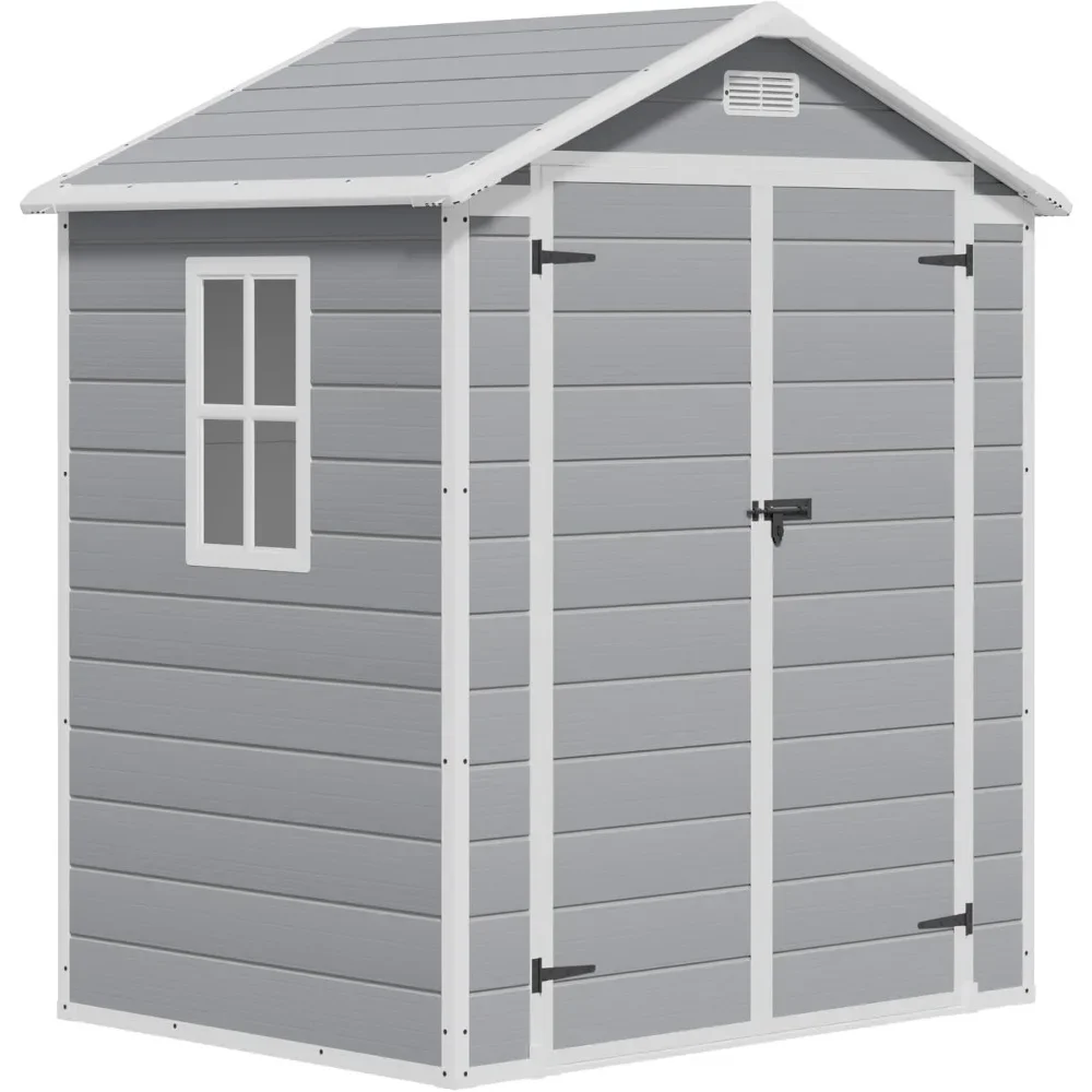 Outdoor Storage Shed 6X4FT All-Weather Resin Tool Room with Floor for Garden,Backyard,Pool Tool,Rain and snow protection