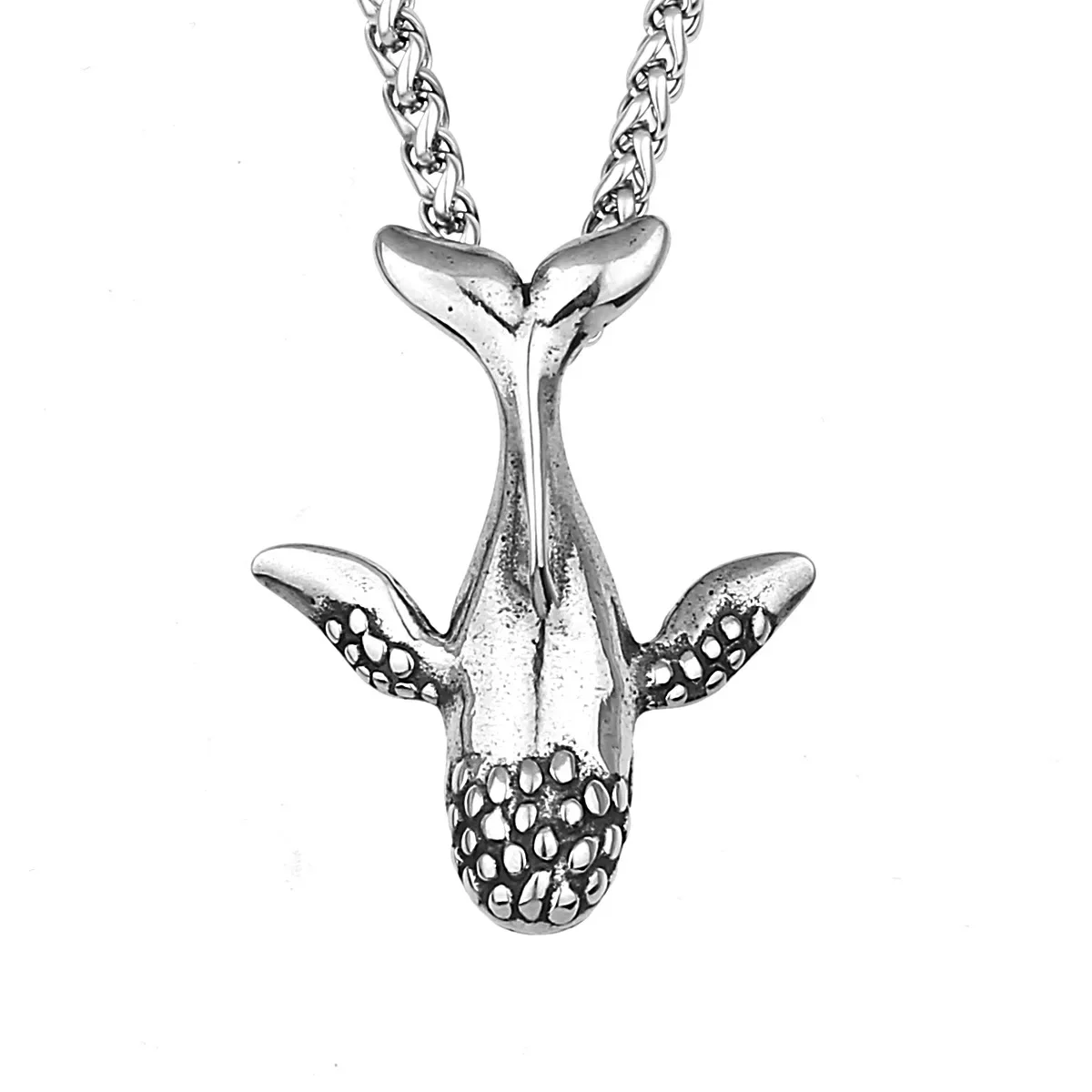 

CHUANGCHENG Hip-hop Street Retro Blue Whale Stainless Steel Pendant Men's Necklace Jewelry Chains