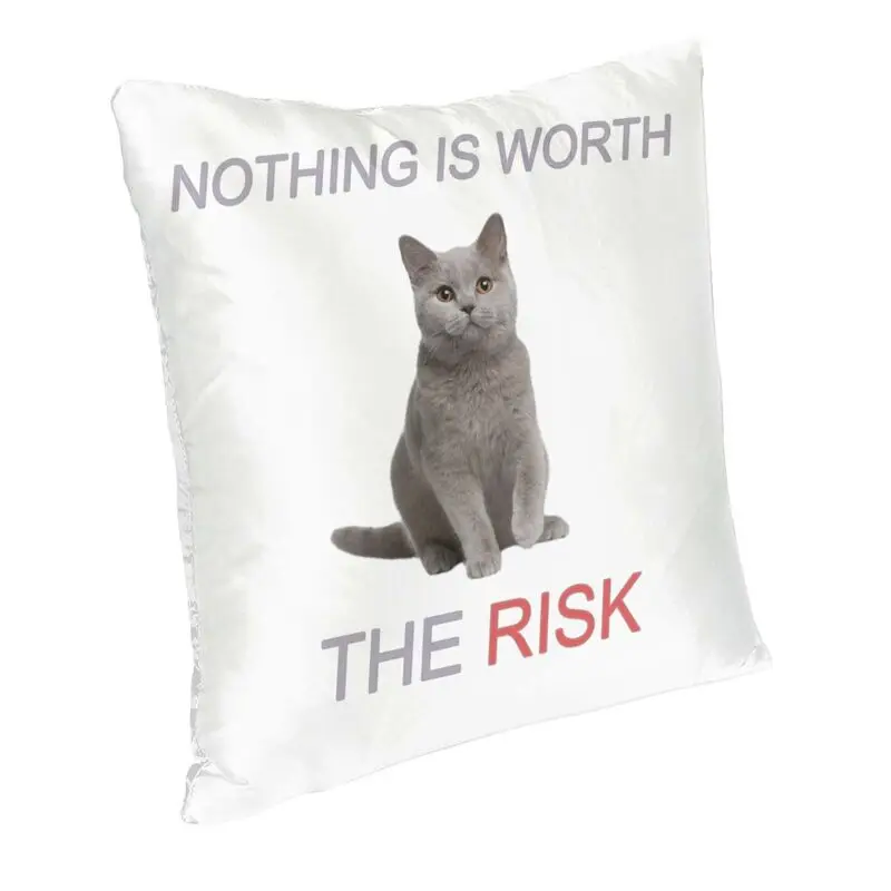 Mandela Catalogue Nothing Is Worth The Risk Cat Square Throw Pillow Cover Home Decor Printing Cushion Cover for Living Room