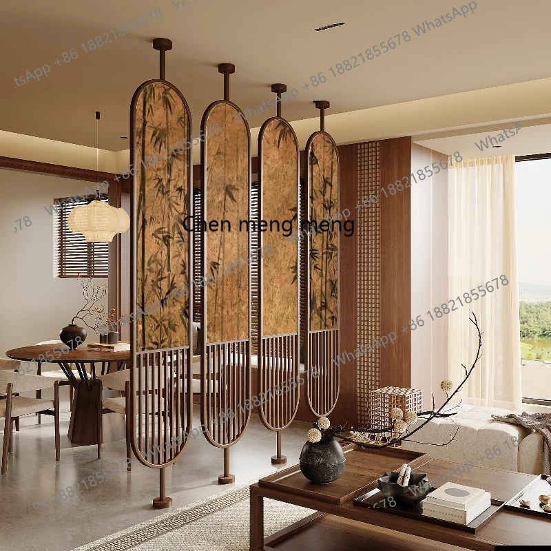 Medieval rotating screen partition solid wood living room home, hotel bed and breakfast background wall entrance