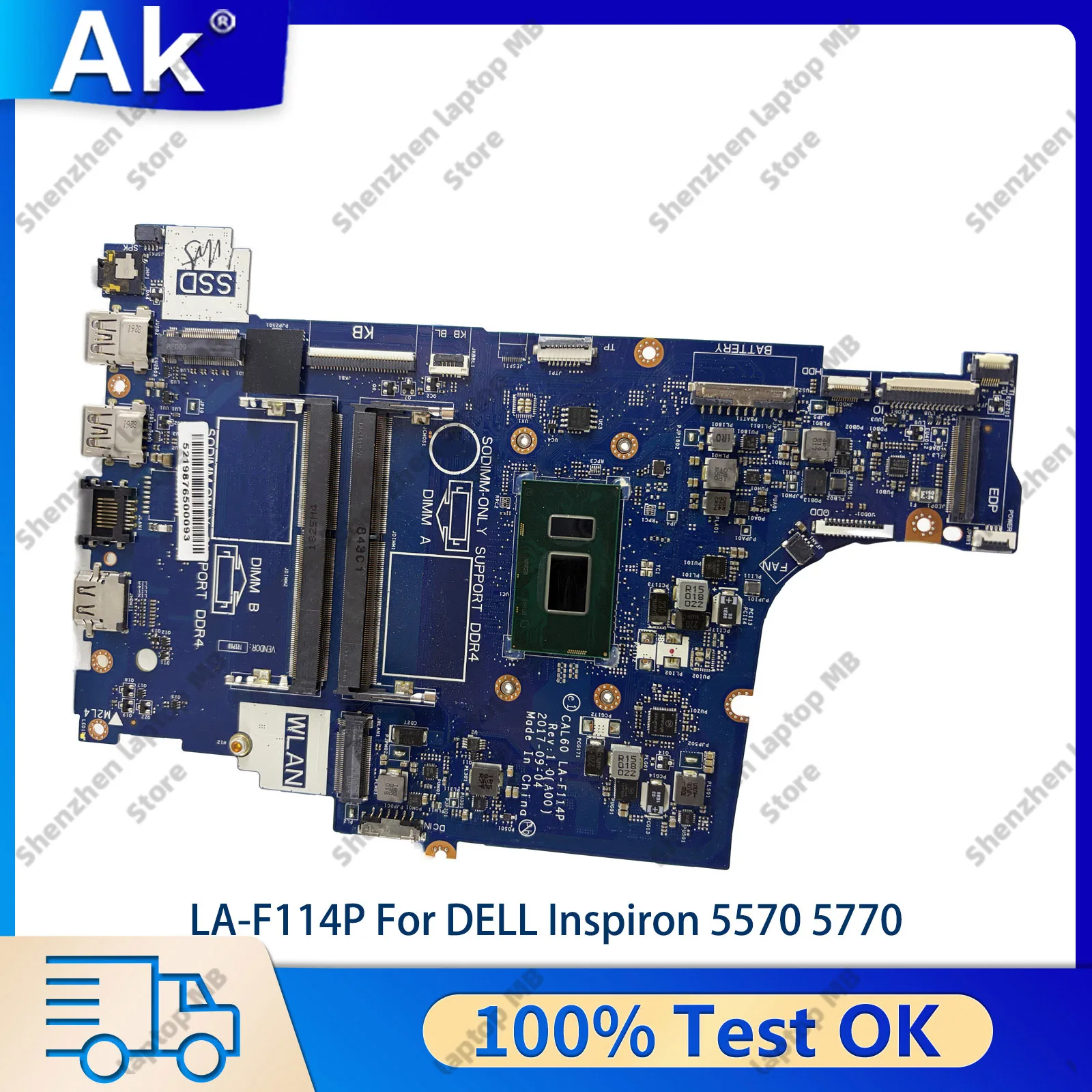 CAL60 LA-F114P Mainboard For DELL Inspiron 15 5570 17 5770 with I3 I5 I7 CPU CN-0V4K03 0V5DDM 0NM2C6 Tested OK