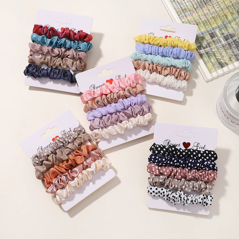 5Pcs/Set Fashion Korean Scrunchies Hairband Print Leopard Scrunchie Set Ladies Elastic Hair Band Headwear Women Hair Accessories