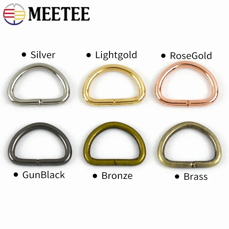 100/200Pcs Meetee10/13mm Metal D Ring Buckles Bag Strap Adjust Hook Clasp Dog Collar Webbing Connection Loops Buckle Accessories