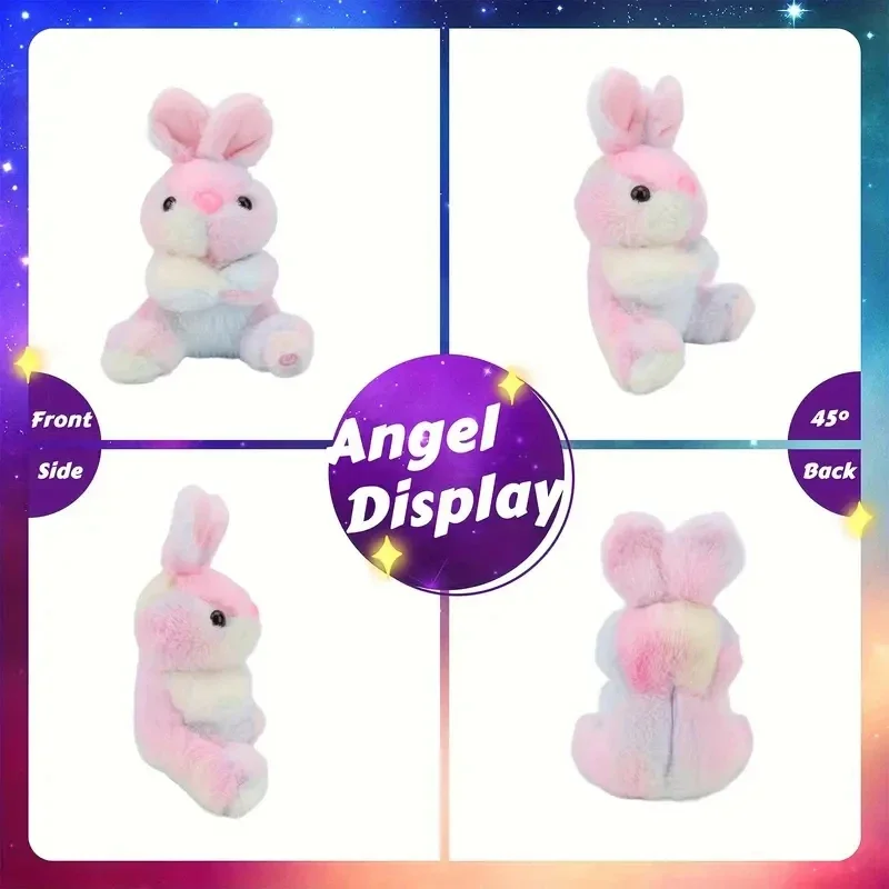 لعبة أرنب متوهجة من القطيفة للأطفال، أرنب مرصع بالنجوم الناعم، مادة بوليستر مريحة، هدية عيد الفصح اللطيفة، ديكور غرفة النوم #5