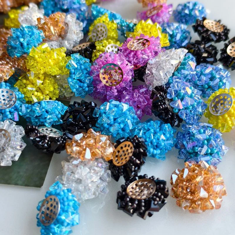 Wholesale 30pcs/lot 20mm color glass beads handmade Weave rounds flowers shape beads diy jewelry garment hair accessory