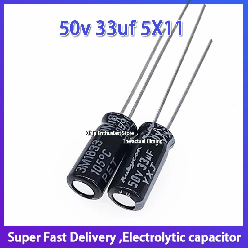 10PCS New order Rubycon imported electrolytic capacitor 50v 33uf 5X11 Japanese Ruby YXJ long life