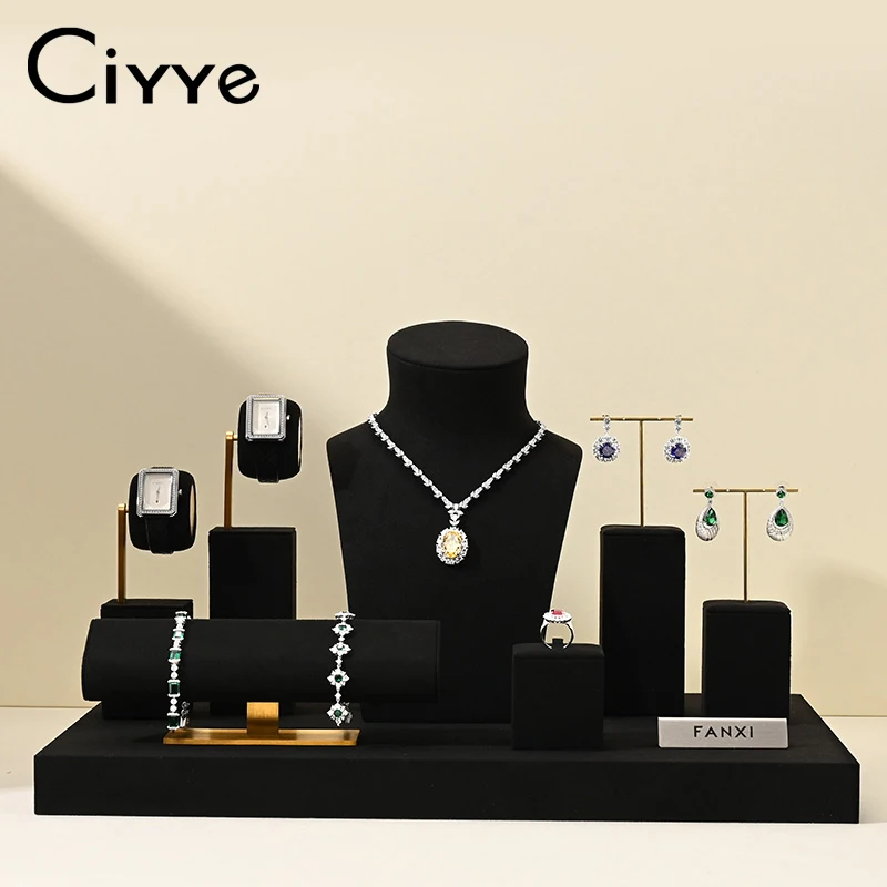 Ciyye Jewelry Display Props Set for Shop Cabinet Necklace Display Bust Watch Ring Earrings Bangle Jewelry Decoration Stand Rack