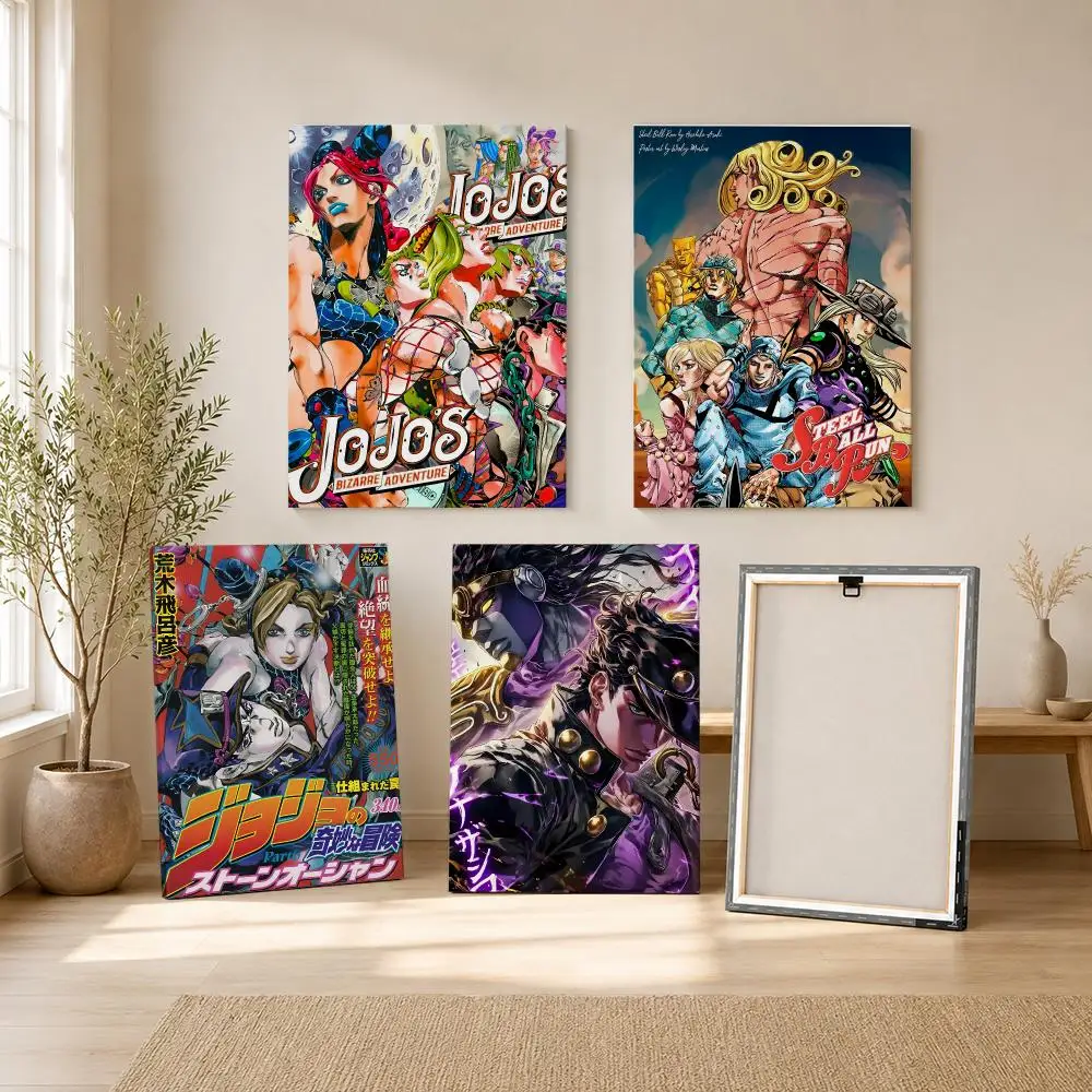 J-Jojo's Bizarre Adventure Anime Painting Calligraphy Framed Canvas Wall Art Print | Modern Poster | Home Hallway Decor