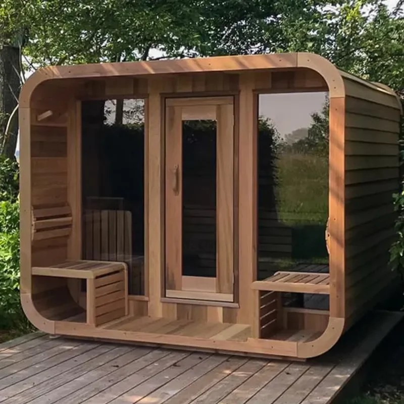 Traditional 6-person outdoor sauna room 6kW stove red cedar square sauna room Radiant heat steamer including control panel