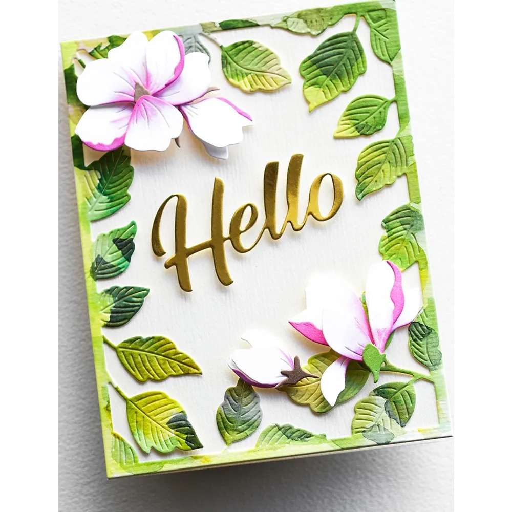 Metal Cutting Dies Magnolia Floral Stem Branch Corner for Diy Scrapbooking Diary Paper Craft Handmade Album Greet Card Template