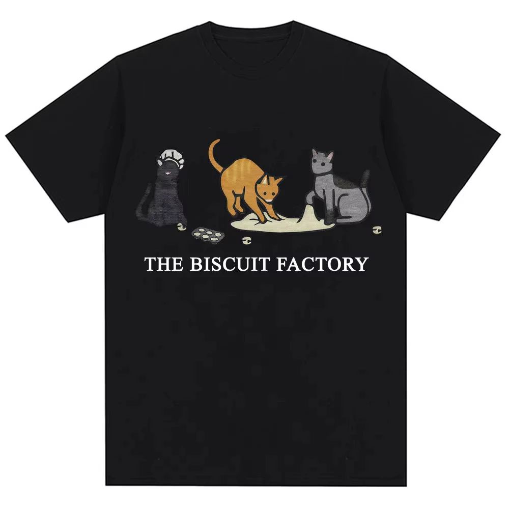 

Забавные футболки с мемами кошек от The Biscuit Factory, модные винтажные футболки с мультяшными персонажами для мужчин и женщин, хлопковые повседневные футболки оверсайз, оригинальные футболки.