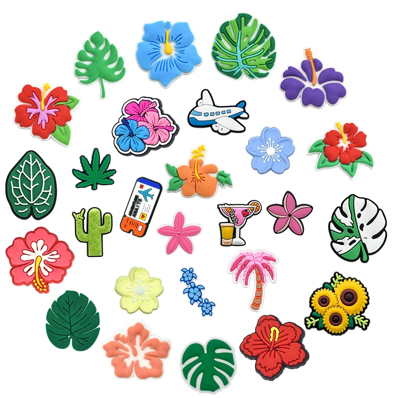Amuletos de zapatos de flores de sol para vacaciones en la playa, accesorios para zapatos Crocs, aptos para niños y mujeres, regalos de Navidad, alfileres para recuerdos de fiesta de cumpleaños
