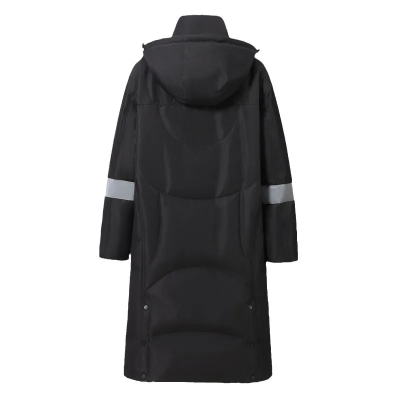 Men Hooded Long Sleeve Down Coat Spliced Down Jackets Outerwear Zipper Pockets High Street Thick Warm Winter 2025 Patchwork