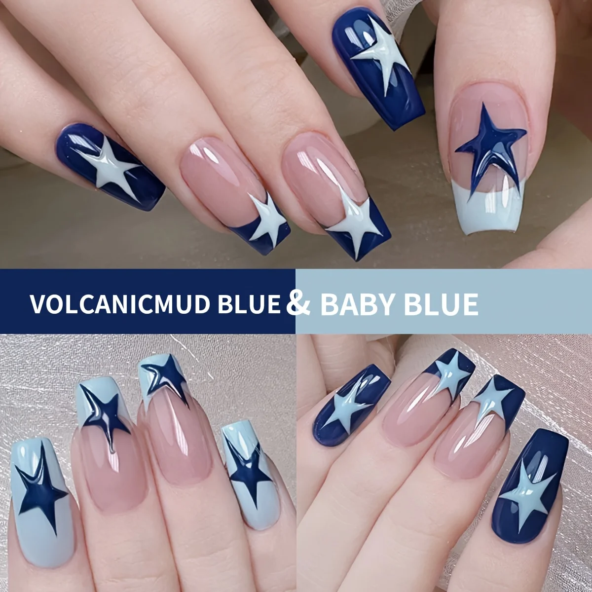 2 Stück Gel-Nagellack im Sternenhimmel-Design, glitzerndes Sternmuster, UV/LED-Gel zum Einweichen, langlebig, hochglänzende Salonqualität