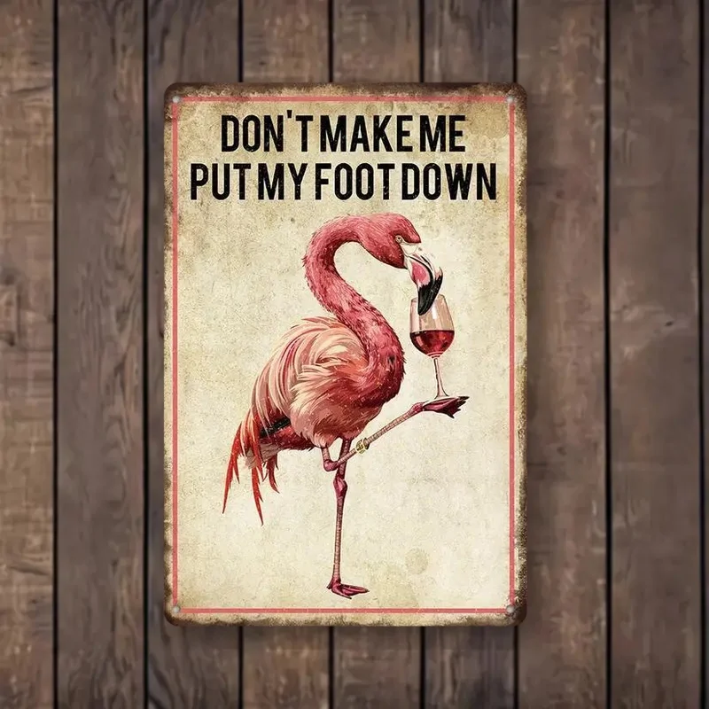 Vintage Flamingo Metal Wall Art Sign with 