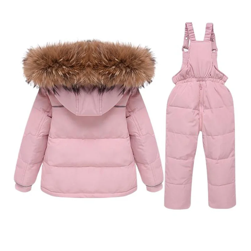 2024 Winter Baby Girl Down Jacket Thick Warm Children Girl Overalls Hooded Girl Jacket Coat Jumpsuit Suit 1-5 Years Kid Snowsuit