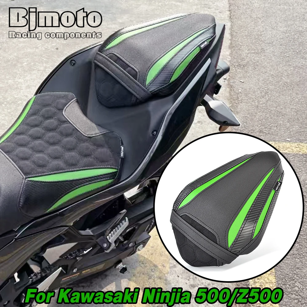 Per Kawasaki Ninja 500 Z500 2024-2025 Passeggero posteriore Cuscino per pilota anteriore Cuscino per sedile singolo in pelle sintetica