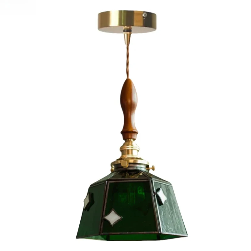 

Французские винтажные светодиодные подвесные светильники, прикроватная тумбочка, столовая, гостиная, лофт, красочное стекло, медь, дерево, подвесной светильник, освещение