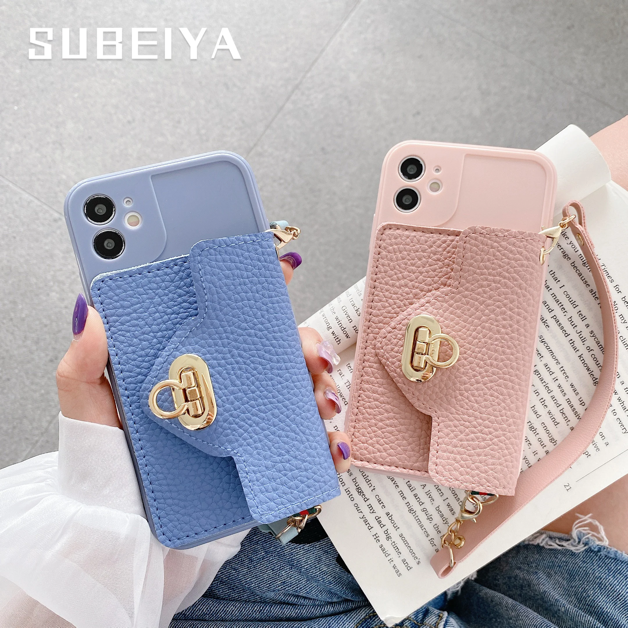 

Plain Colour Coin Bags Soft TPU Phone Case For iPhone 14 13 12 11 Pro Mini XS Max XR X 8 7 6s 6 Plus SE2 Back Cover With Lanyard