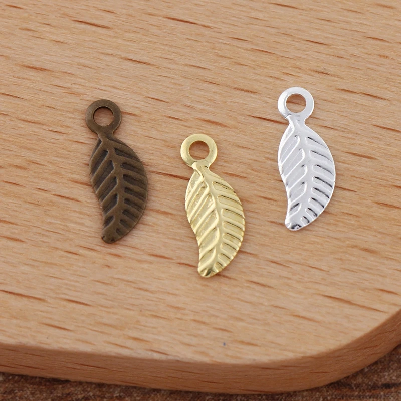 BoYuTe (1000 pieces/lot) 3*9MM Metal Brass Stamping Leaf Charms for Jewelry Making Diy Accessories Wholesale